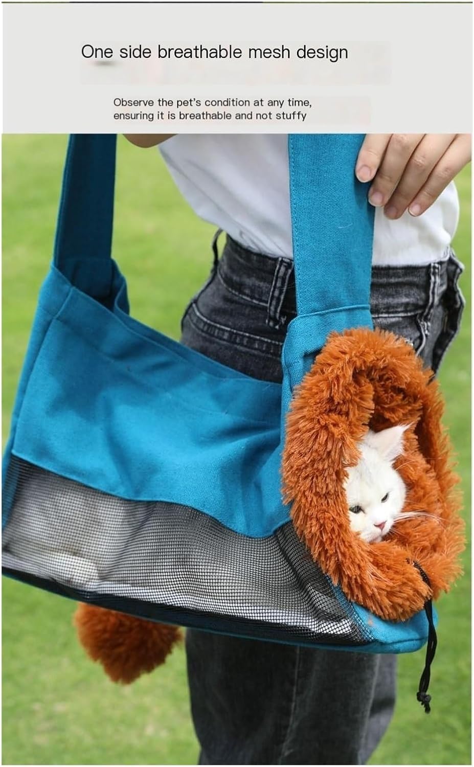 Pet Bag Creative Animal Pet Tote, Cross-Body Cat Carrier, Puppy Shoulder Bag for Small Dogs, Outdoor Travel Sling(Light Grey,Small)