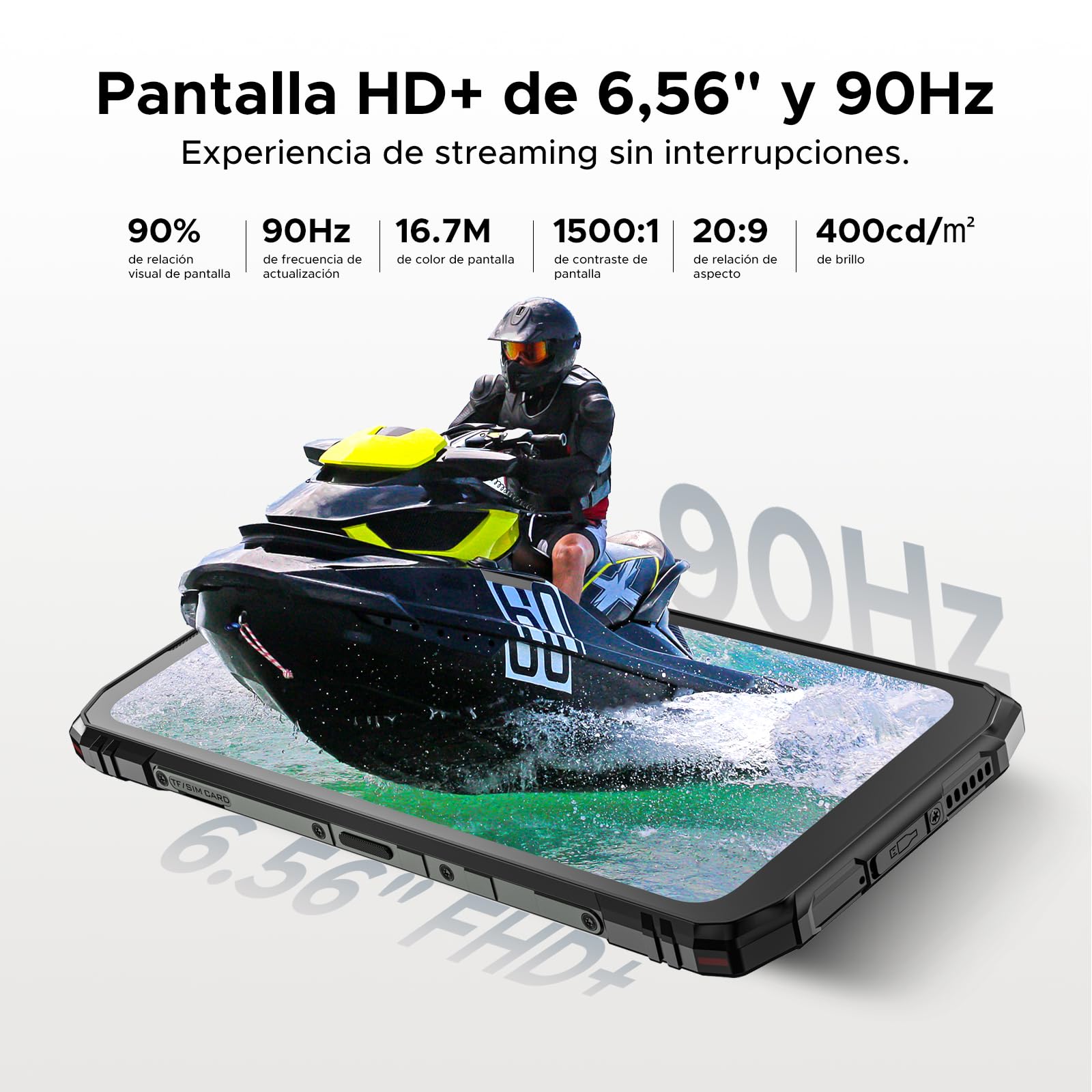 Blade 10 Energy Telefono Movil Irrompible 4.5G, 24GB+128GB/2TB /6150mAh OTG / 16MP/ 6.56" HD+ 90Hz Android 15 Movil Resistente Dual SIM/NFC/Face ID/Huella/IP68/IP69K Smartphone