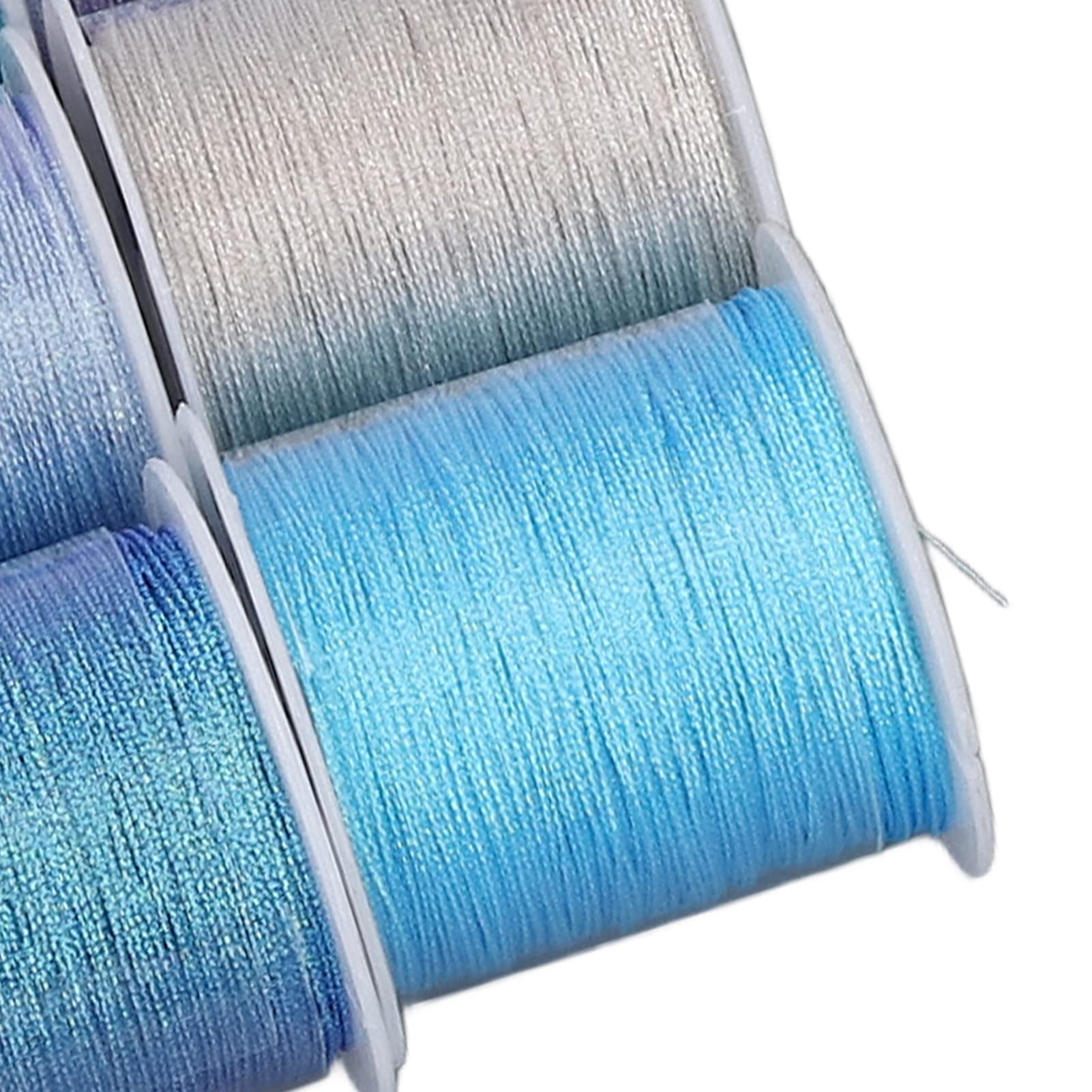 20 pezzi di filo da ricamo in poliestere a 6 capi, filo da cucito colorato blu e viola per la creazione di gioielli, corda intrecciata a mano lunga 50 m e con diametro di 0,4 mm