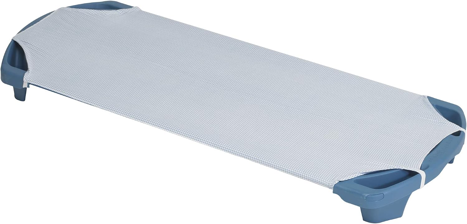 Children’s Factory Angels Rest Gingham Cot Sheet, Standard, AFB5700SG, Kids Daycare, Classroom or Preschool Poly/Cotton Fitted Naptime Sheet with Elastic Straps