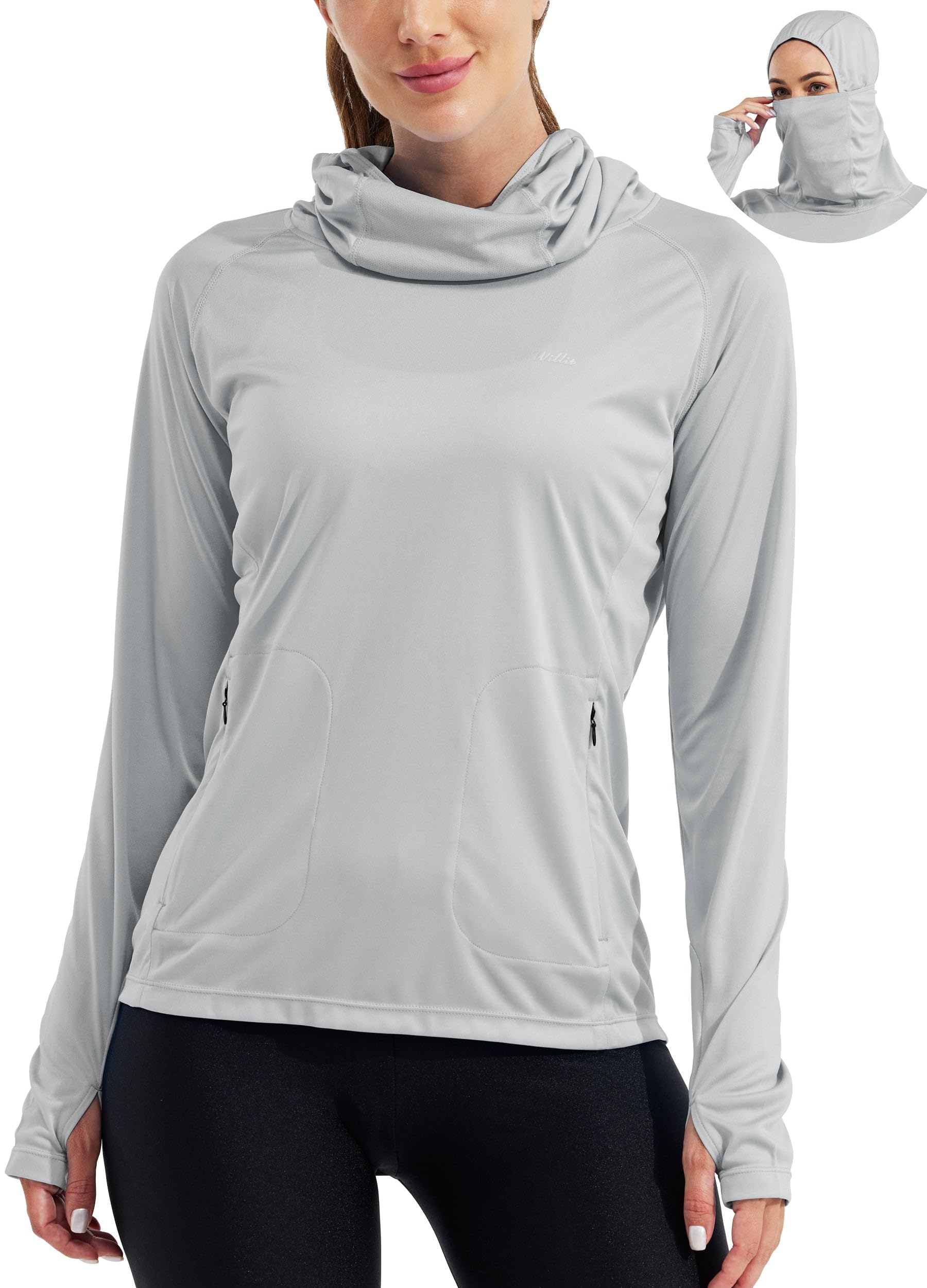 Willit Women's UPF 50+ Sun Hoodie with Face Mask and Pockets