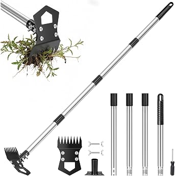 Weed Remover Length 150 cm - 2-in-1 Weeder with Long Handle Weed Rake and Garden Hoe Garden Tool Efficient Removal of Weeds Garden Tools