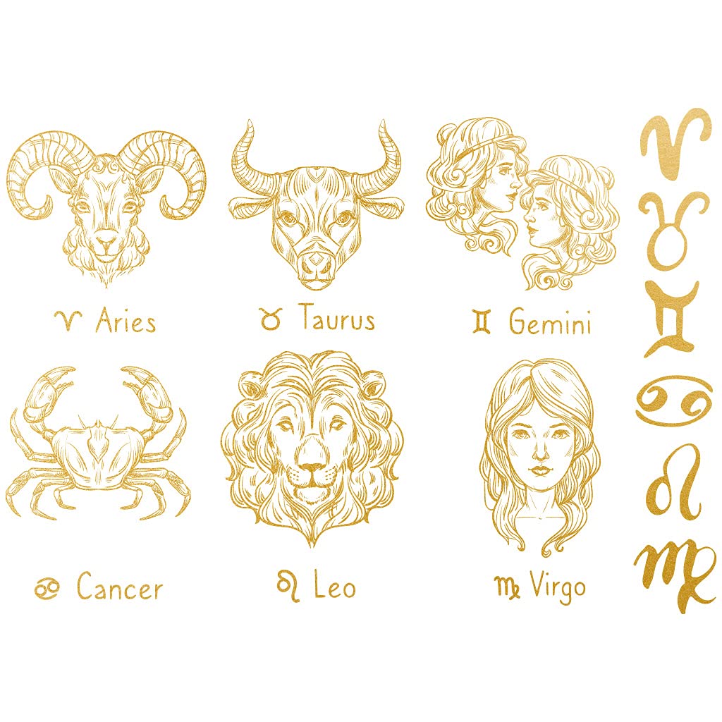 Sanbao Studio Ceramic Decals - Overglaze Gold - Enamel Decal - Waterslide Decal Gold Zodiac (A)