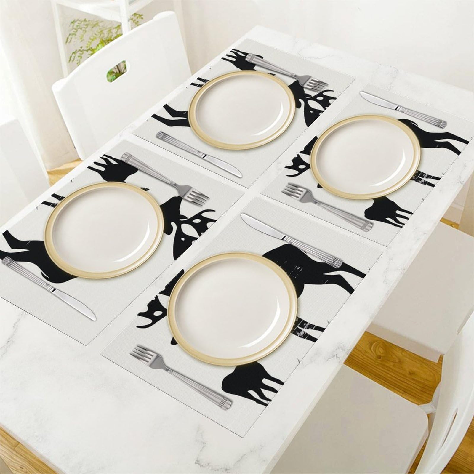 6 tovagliette all'americana in PVC, lavabili, resistenti al calore, antiscivolo, impermeabili, per interni ed esterni, tavolo da pranzo, cucina, feste