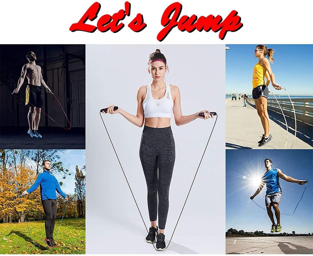 Jump Rope Ball Bearing -Free Rapid Speed Cable Boxing Skipping Rope Adjustable Jumping Ropes for Men Women and Kids