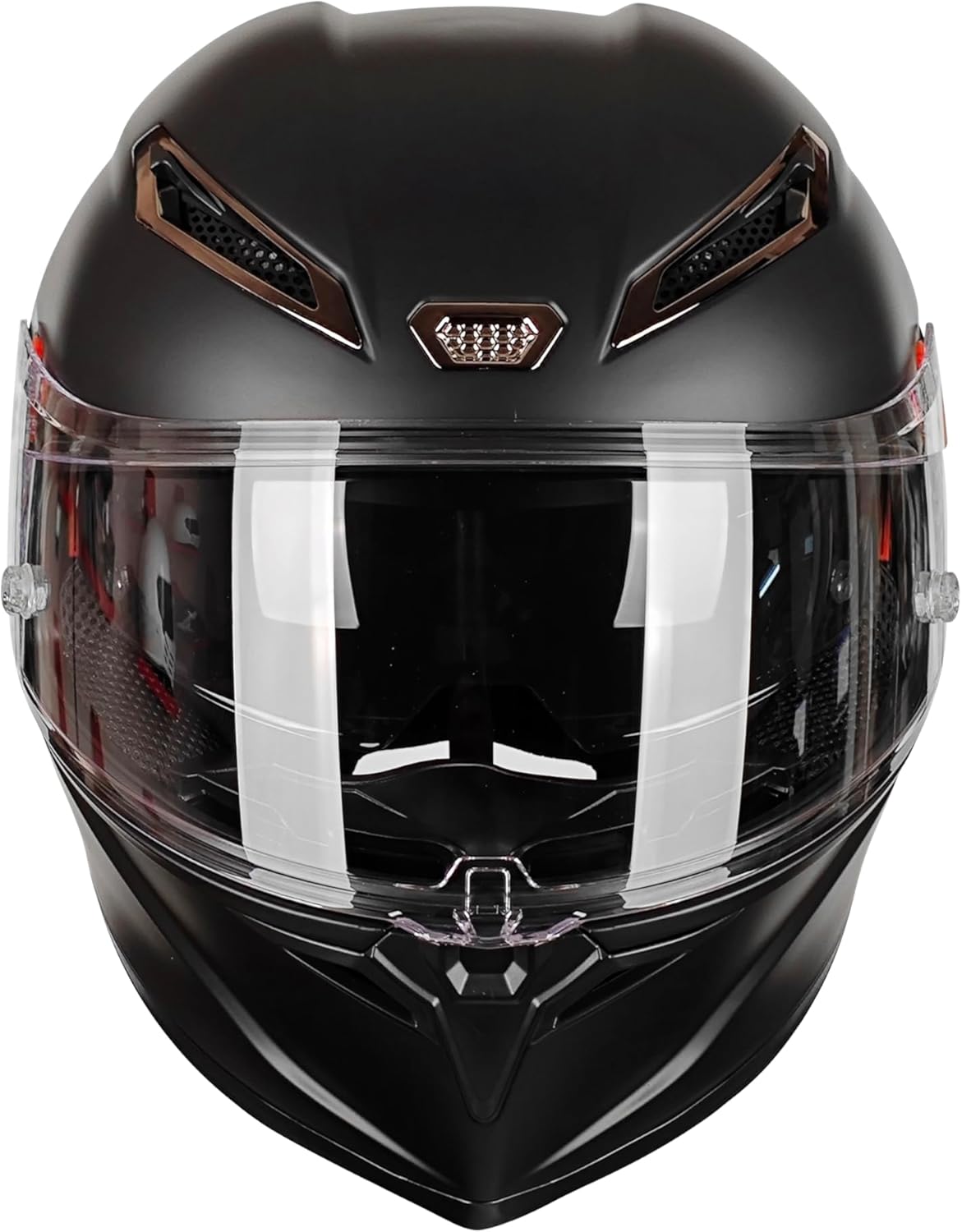 Full Face Motorcycle Helmet with Bluetooth DOT - Wide Panoramic View Street Bike Helmets for Men Women Adults, Internal Sun Visor, Removable Liner