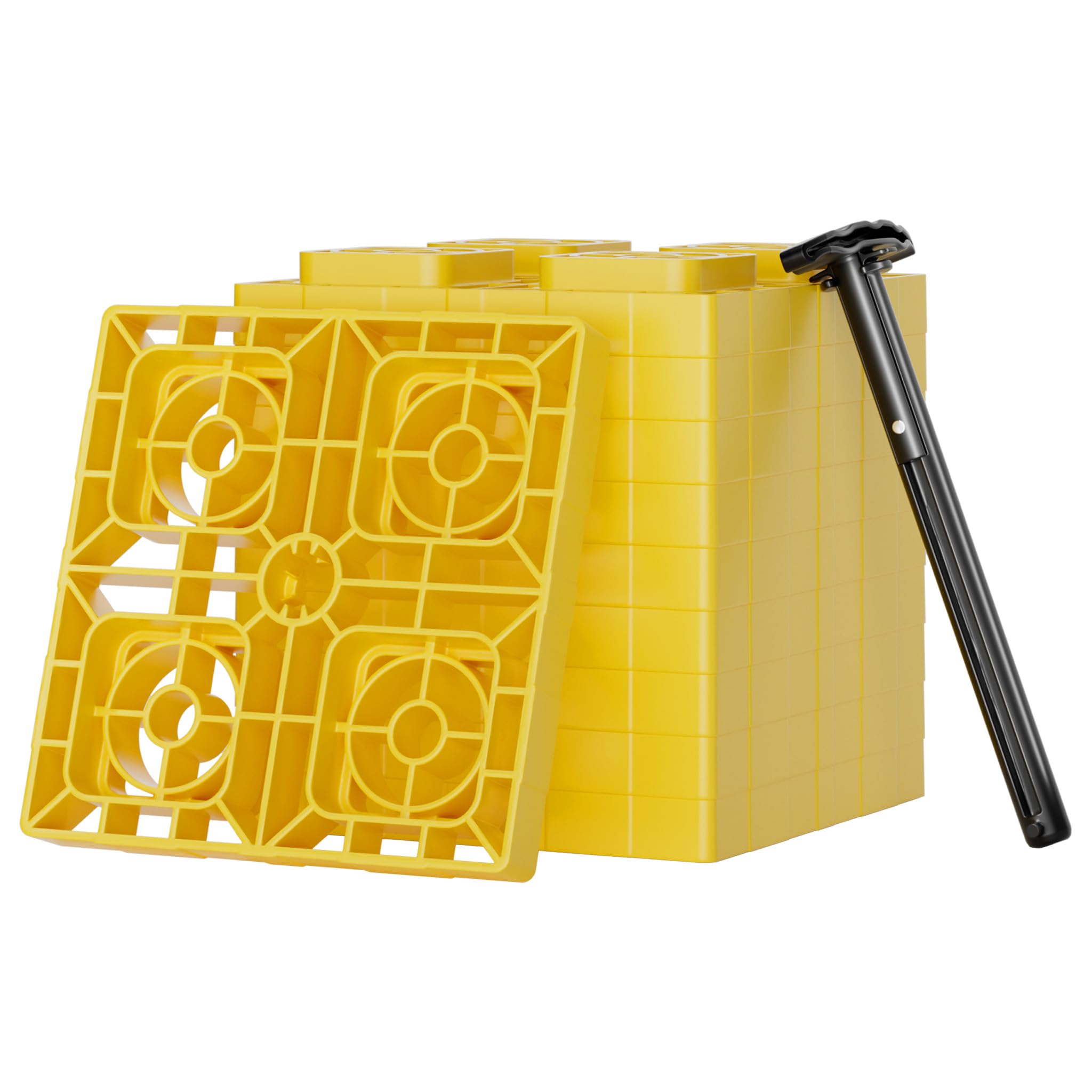 Wiltec Piastre di appoggio, Set 10 pedane di livellamento, Portata 13,5 t, impilabili, Altezza 11,4 cm, per Camper