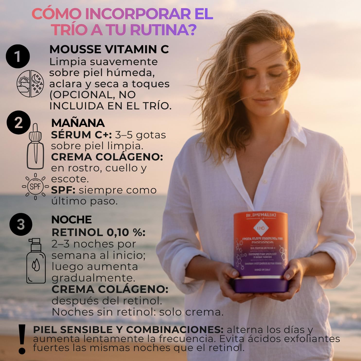 Dr. Dermaluci Lab Cofre Regalo Anti-Edad, Antiarrugas BIO - Rutina Completa con Retinol, Colágeno y Vitamina C - 2 Sérums + Crema (3×100ml) - Para Pieles Sensibles, Nickel Tested, Made in Italy
