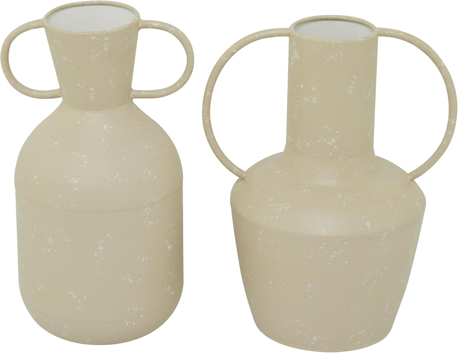 Deco 79 Metal Decorative Vase Centerpiece Vases with Handles, Set of 2 Flower Vases for Home Decoration 7", 9" W, Beige
