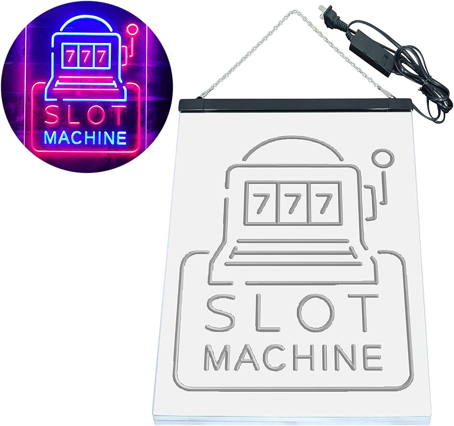 ADVPRO Slot Machine 777 Game Room Dual Color LED Neon Sign Blue & Red 16" x 24" st6s46-i2943-br