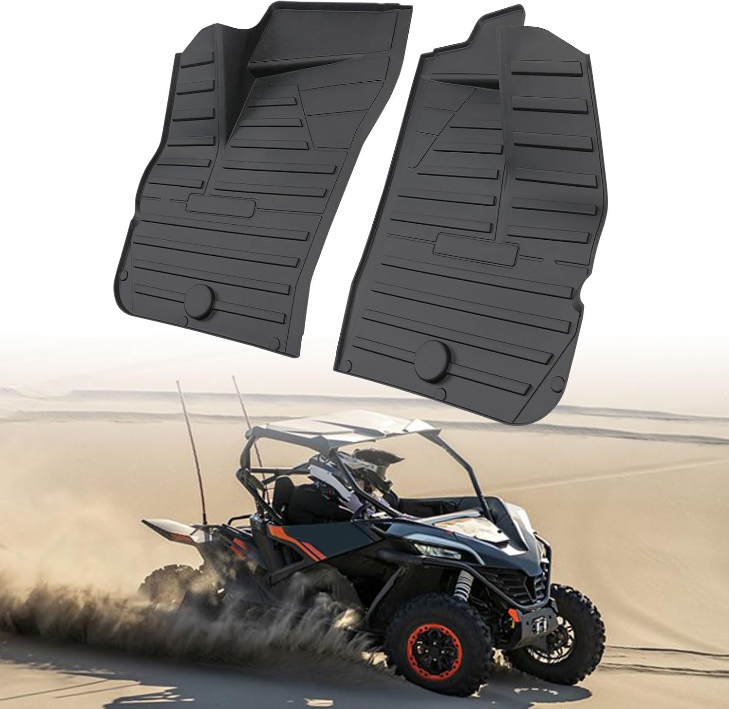 KEMIMOTO TPE Front Floor Mats Compatible with CFMOTO 2022 2023 ZFORCE 950 HO Sport, 2022-2024 ZFORCE 950 HO EX, 2020-2022 ZFORCE 950 Sport, Non-Slip Front Row Floor Liners Accessories 2PCS