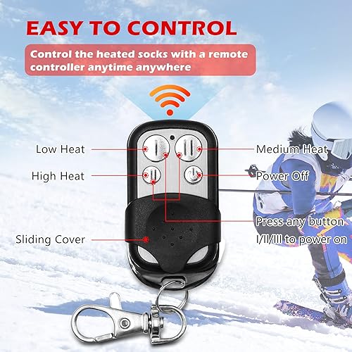 Miniatura 4 de Dr.Warm Calcetines térmicos inalámbricos, control remoto, 2600 mAh, 7.4 V, batería recargable, calcetines térmicos de esquí para el frío invierno,