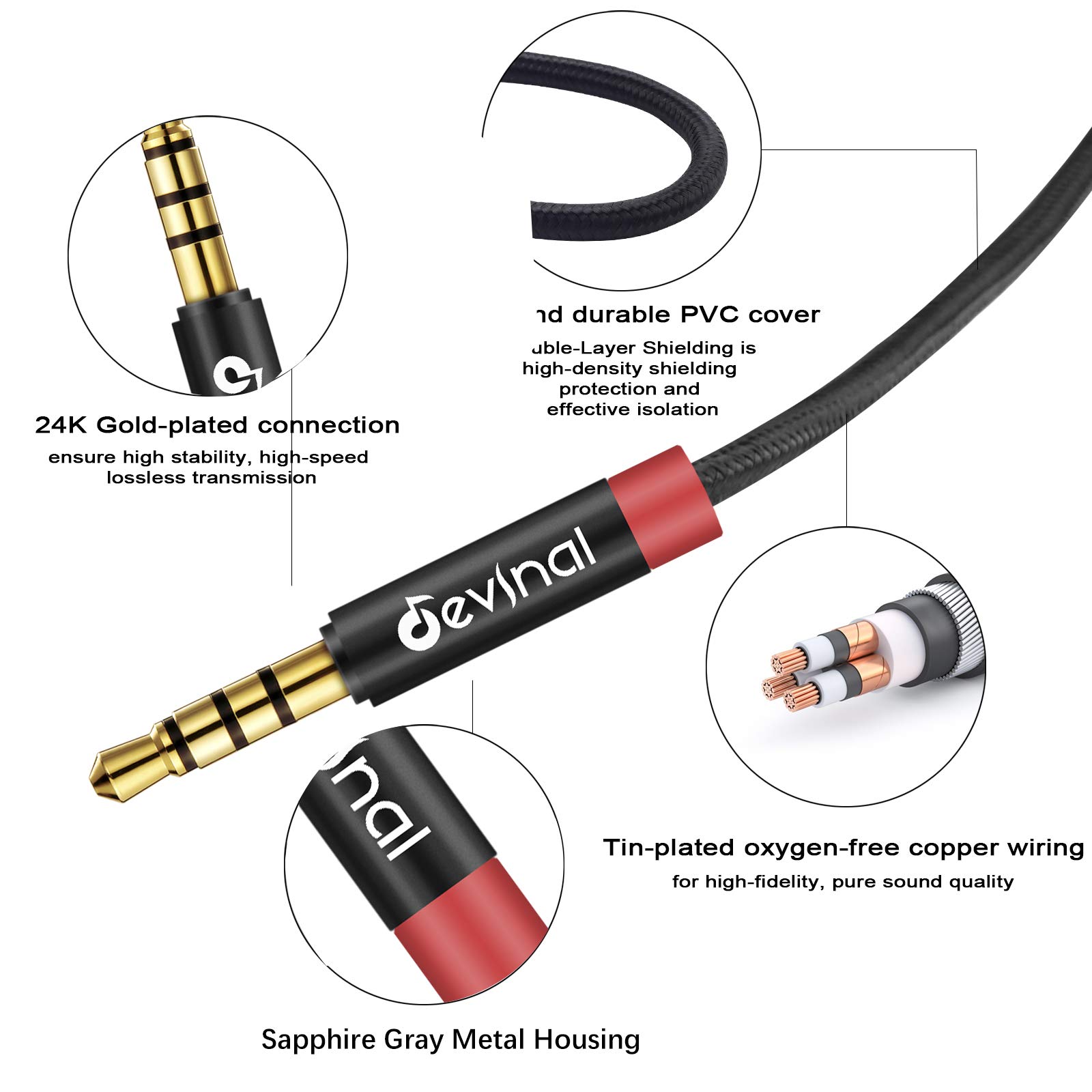 Cavo Prolunga Jack 3.5mm TRRS 4 Poli Maschio-femmina SHULIANCABLE Per Cuffie E Microfono (0.5M)