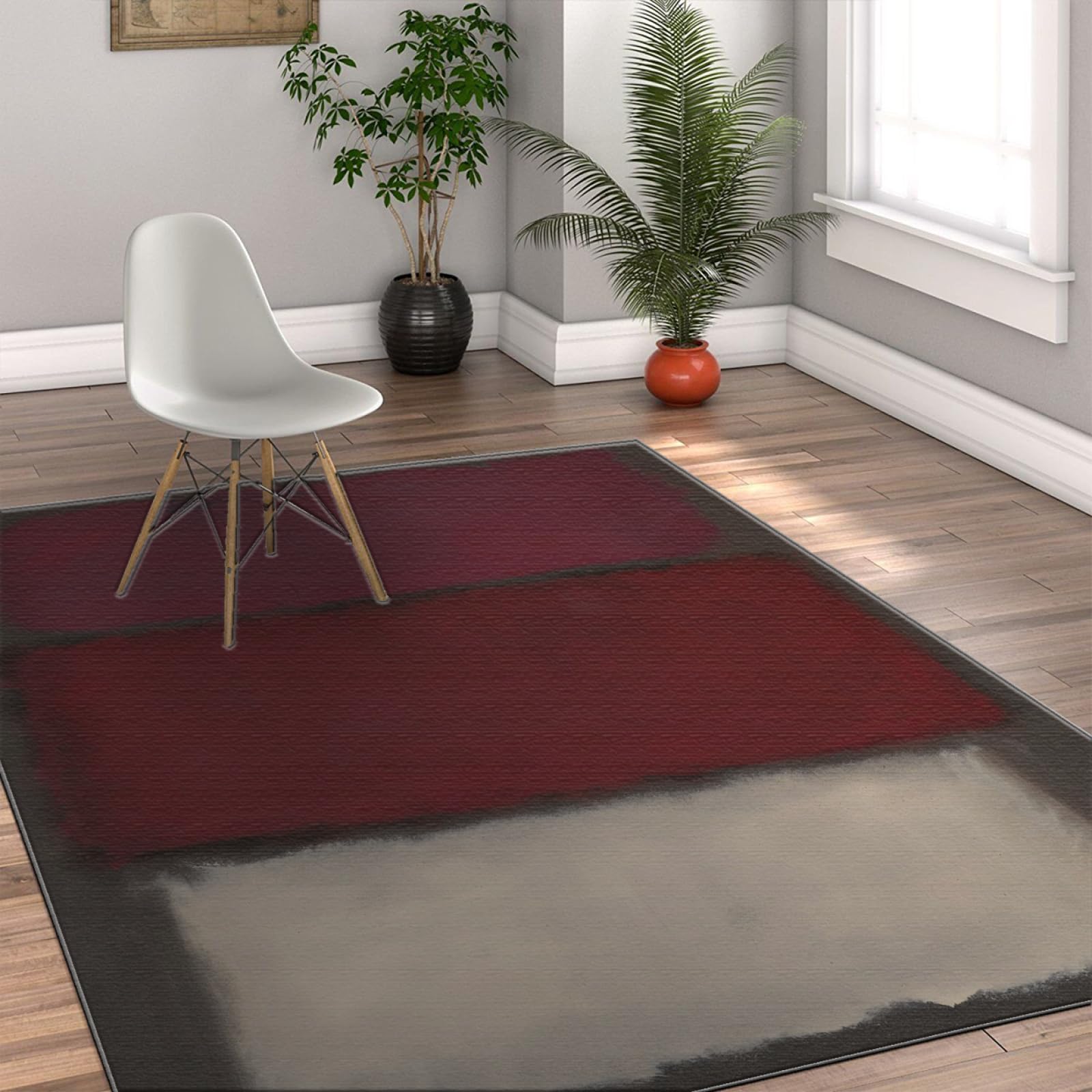 Mark Rothko Alfombra Alfombra de Área de Minimalismo Moderno Alfombras de Área Rojo Oscuro para la Decor del Hogar del Dormitorio Alfombra Decorativa Antideslizante 180x300cm