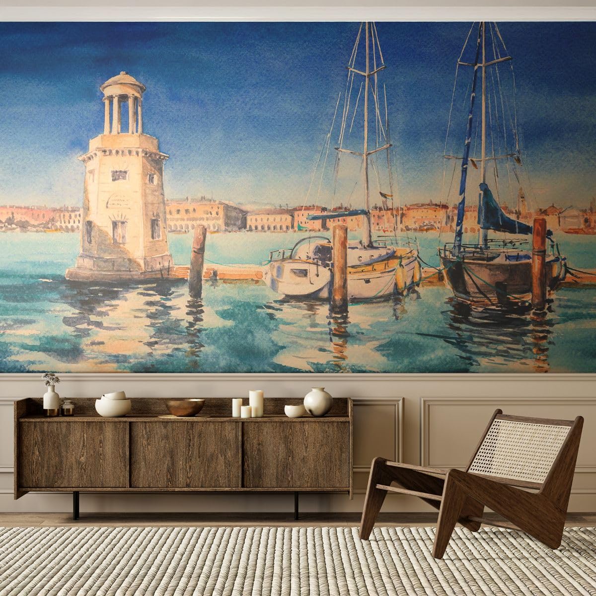 ARTTOR Carta da Parati Vinile in TNT 150x105 cm Marino Viaggi - 5315 - WF2 | Porta Paesaggio Lanterna Premium Sand Fotomurale Moderno Decorazione da Parete Murale da Parete Per Soggiorno ARTTOR