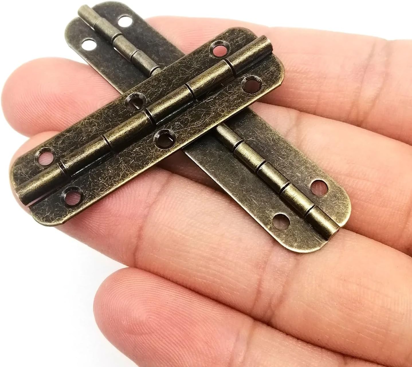 Antique Brass Vintage Wooden Box Case Lengthened Long Hinge with 6 Screws 12Pcs(65x15mm)