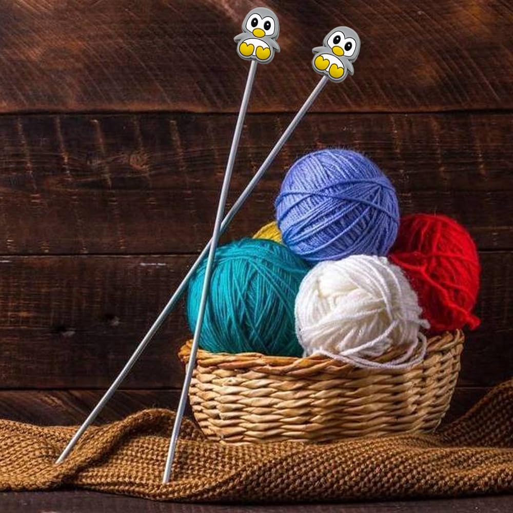 10 PCS Knitting Needle Stoppers, Cute Penguins Knitting Needle Point Protectors for Beginners Knitting Needles DIY Supplies Accessories
