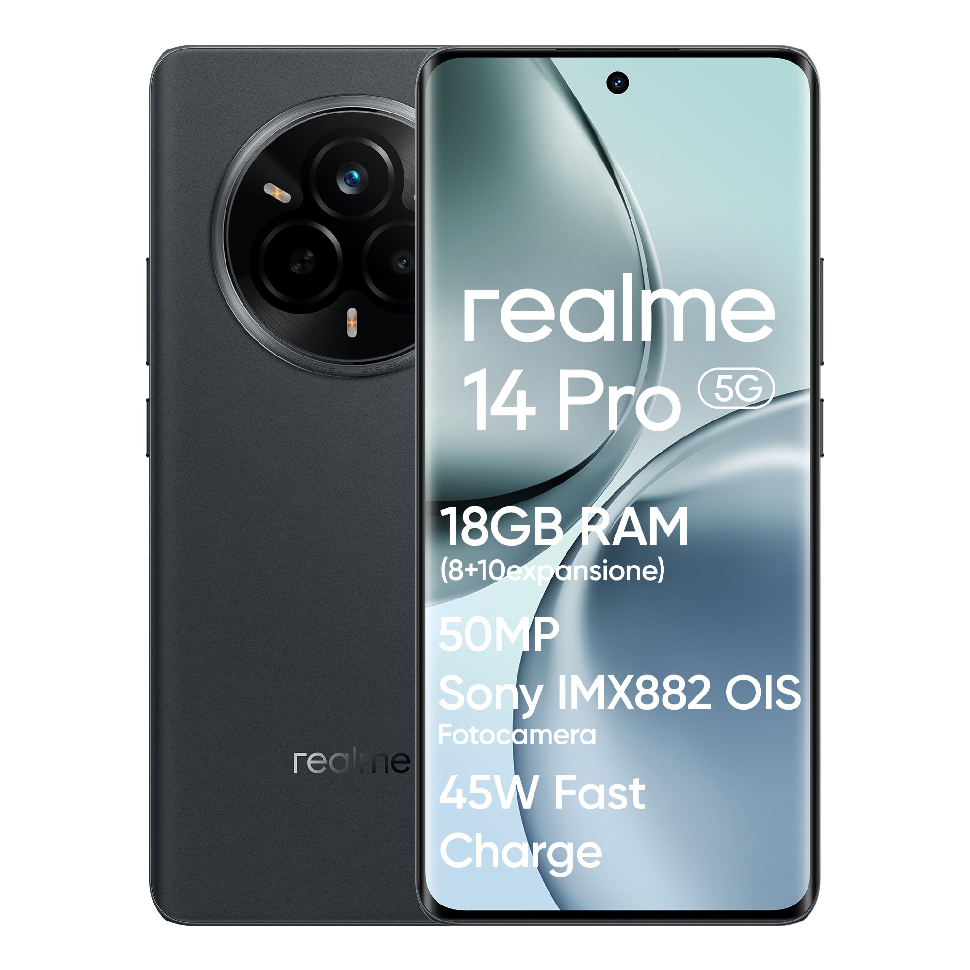 realme 14 Pro 5G Smartphone, 8+256GB, 50MP Sony IMX882 OIS Camera, Dimensity 7300, 120Hz Curved Display, IP69 Waterproof, 5260mAh Battery, 45W SUPERVOOC Fast Charging, Grey