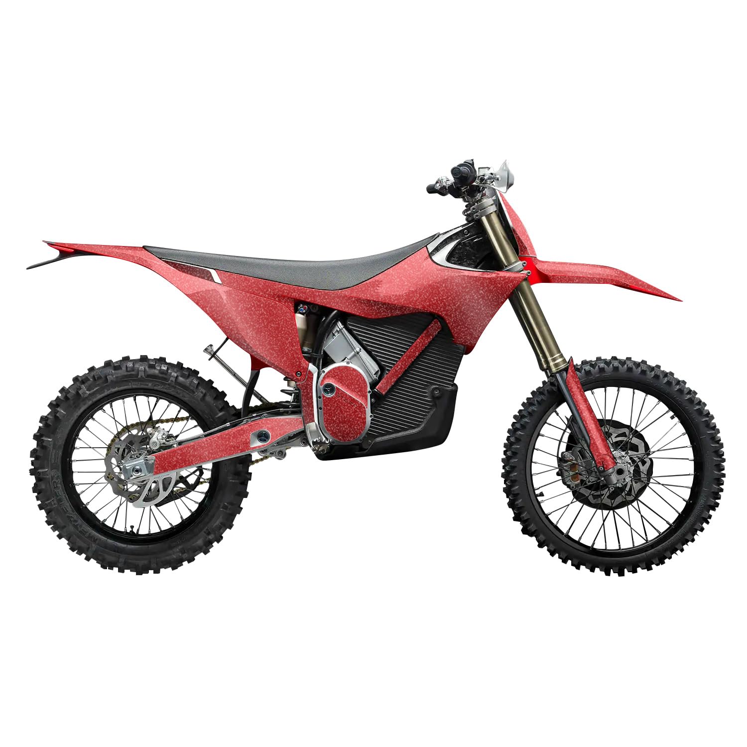 Glossy Glitter Stark Varg MX 2023-2025 Graphics Kit Wrap - Solid Red - Varg MX Skin - Premium 3M Vinyl Protective Wrap Decal Cover - Easy to Apply | Crafted in The USA by MightySkins