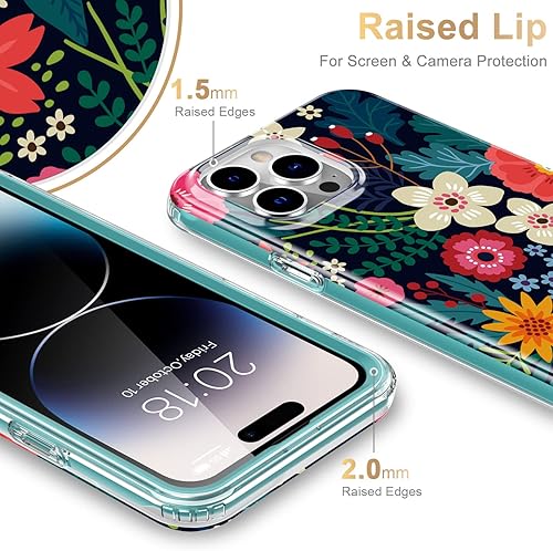 Miniatura 3 de ESDOT Funda para iPhone 14 Pro con protector de pantalla integrado, funda resistente de grado militar con diseños de moda para mujeres y niñas,