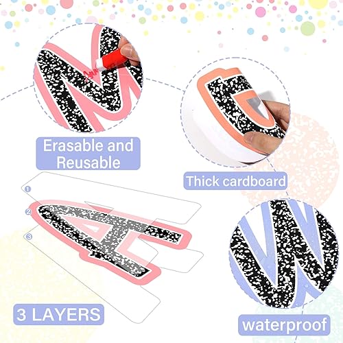 Vista 97 de Juego de 150 letras grandes de 6 pulgadas y puntuación, colorido alfabeto recortado para el aula para exhibir tablón de anuncios, escuela en casa