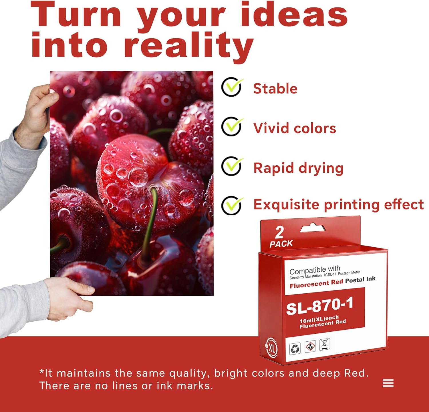 SL-870-1 Red Ink Cartridge High Capacity 2-Pack (16ML)XL Sl-870-1 Postage Ink Compatible for Pitney Bowes SendPro Mailstation Postage Machines (CSD1)Easy To Operate, Stable And Reliable Performance