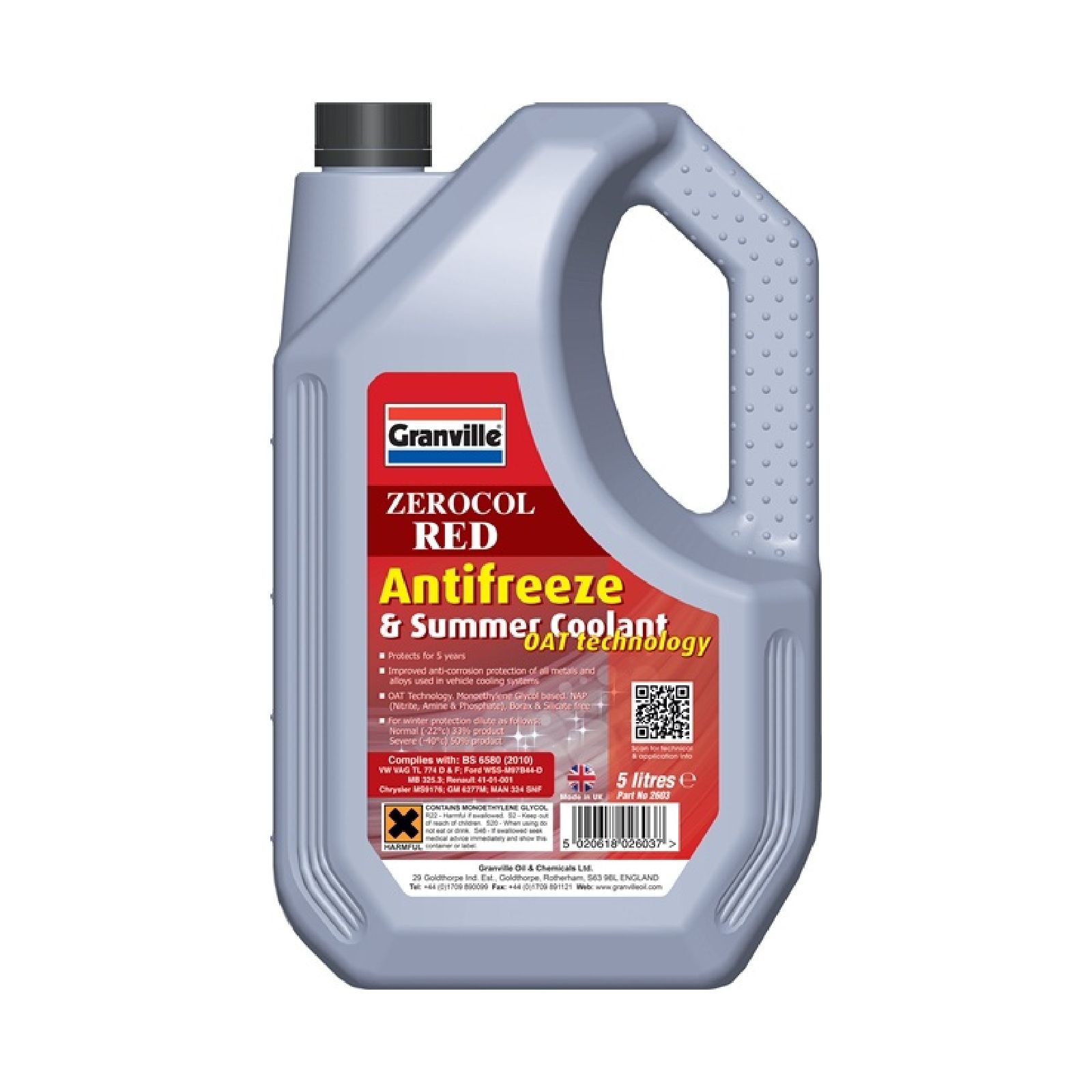 Granville 2603B Zerocol Red Anti Freeze, 5 Liter