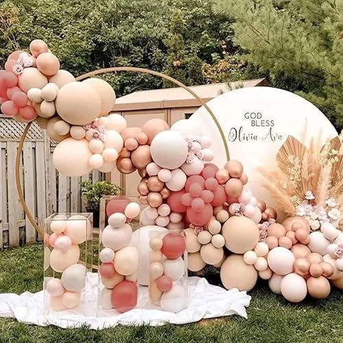 Miniatura 7 de Kit de guirnalda de arco de globos 147 globos de doble relleno color crema melocotón cromado oro rosa para cumpleaños baby shower boda y graduación