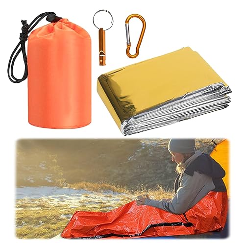 Couverture de Survie 210×160cm, Sac de Couchage Survie doré Couverture