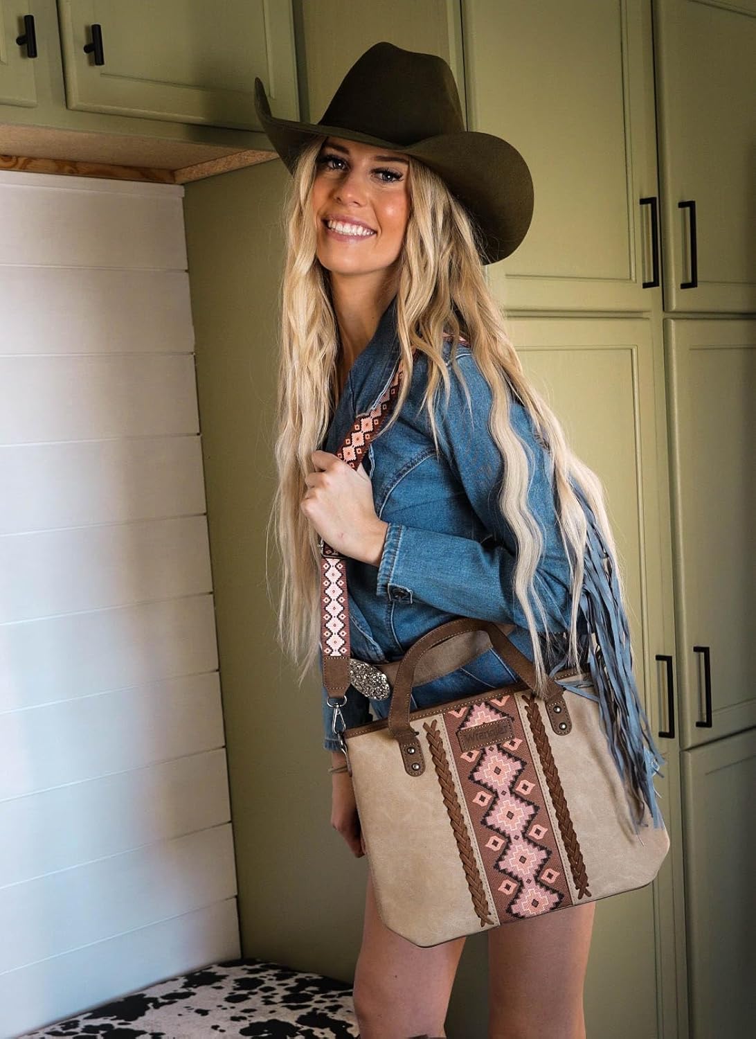 Montana West X Wrangler Tote Bag for Women Western Purses with Detachable Strap Medium Satchel Handbags | with Crossbody Strap - Image 3