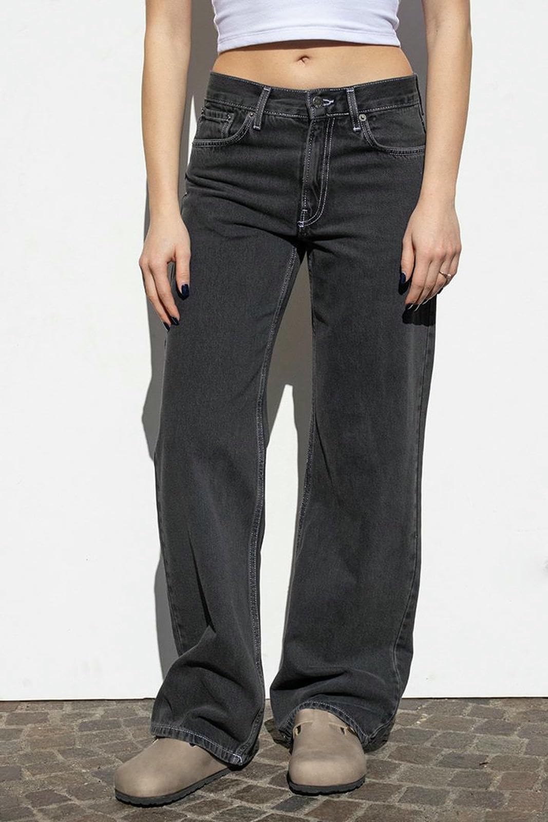 Jean pour Femme Fille Chaude Et Pantalon De en Détresse Lavée Femmes Femmes-Noir-s