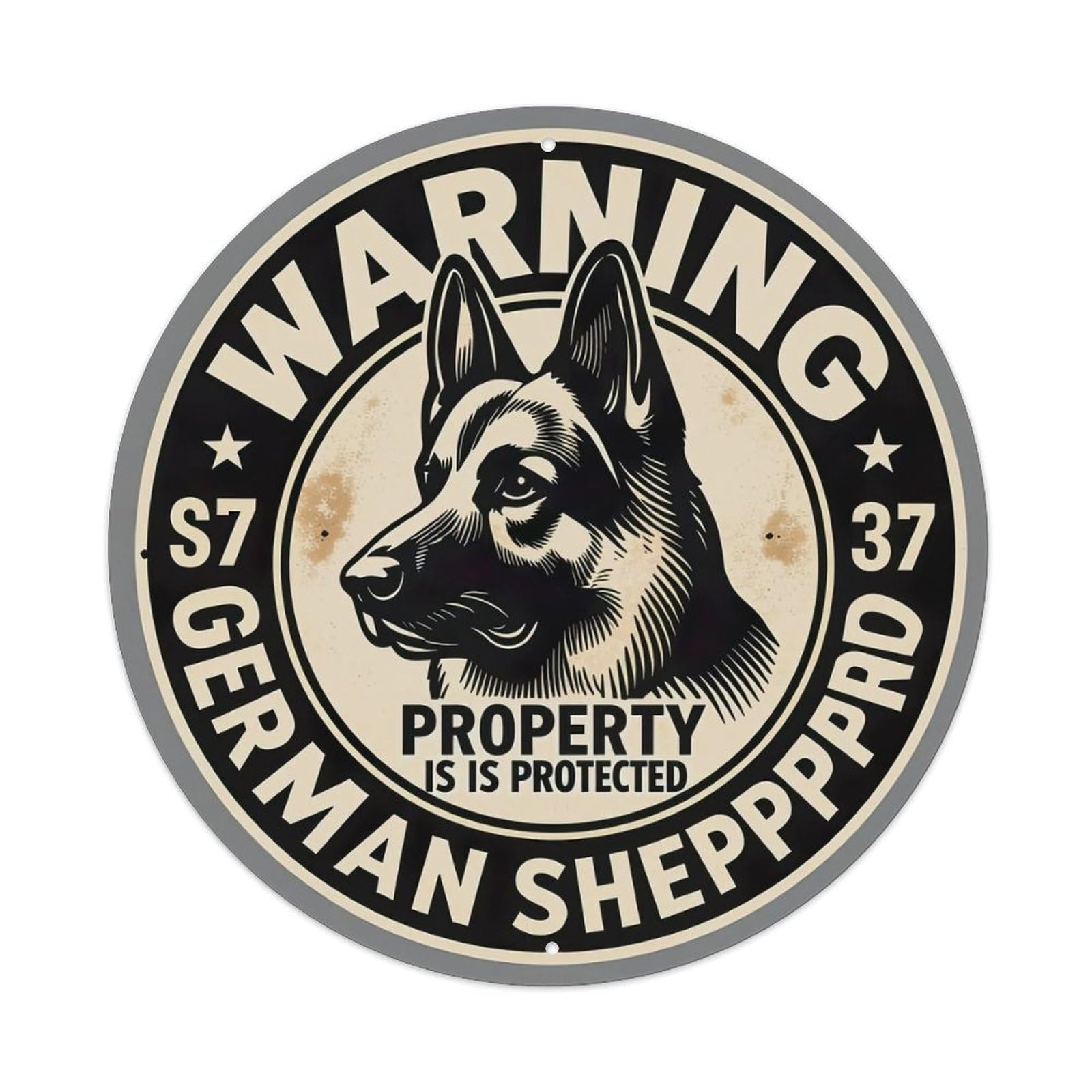 Warning German Sheppard Property Protected Metal Tin Sign