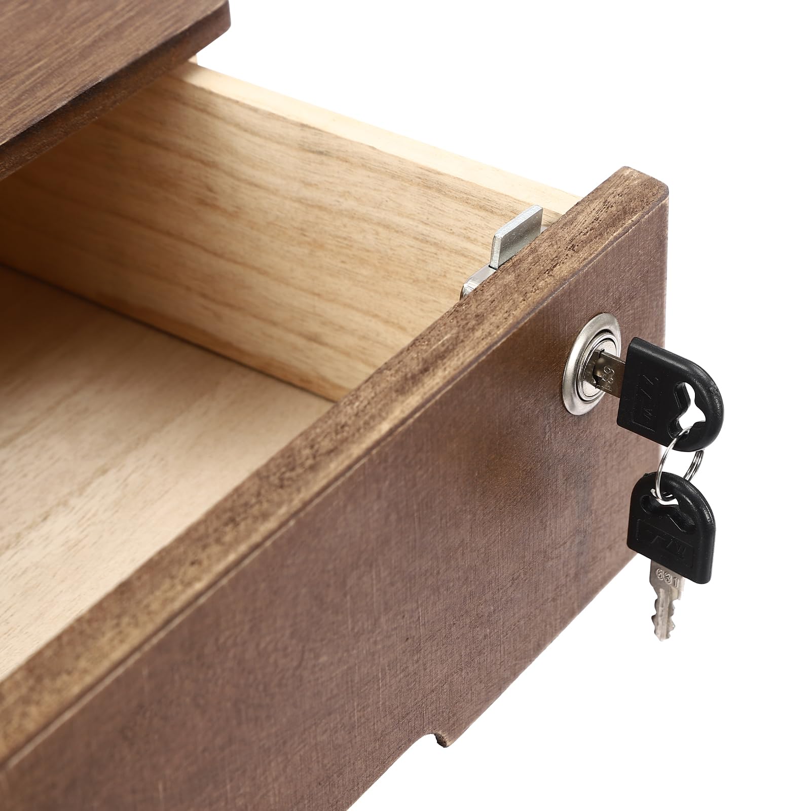 Armadietto portaoggetti da scrivania in legno con 3 cassetti chiudibili, organizer per letteratura, piccolo cassetto per articoli per la casa, kit da cucito, vanità, finitura noce