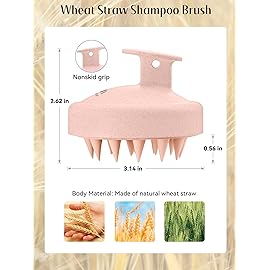 HEETA Scalp Massager Hair Growth 2-Pack, Silicone Scalp Scrubber Shampoo Brush for Exfoliation Dandruff Removal Head Massage Stress Relax, Wet & Dry Use for Women Men Hair Care, Wheat Straw Material