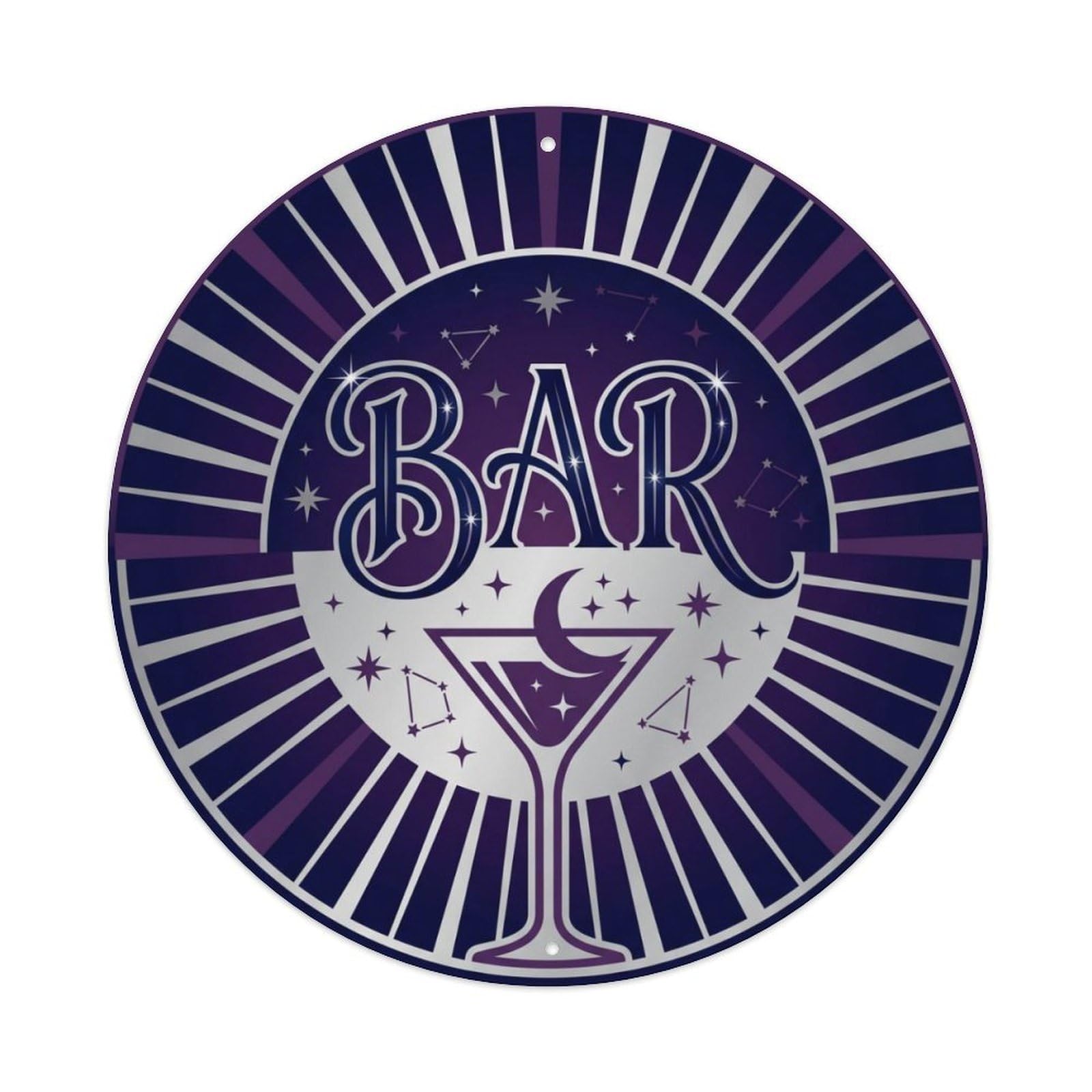 BAR Midnight Lounge Emblem Metal Tin Sign Plaque Wall Decor for Cafe, Club Bar, Office, Home Garden Round Metal Poster 8x8Inch