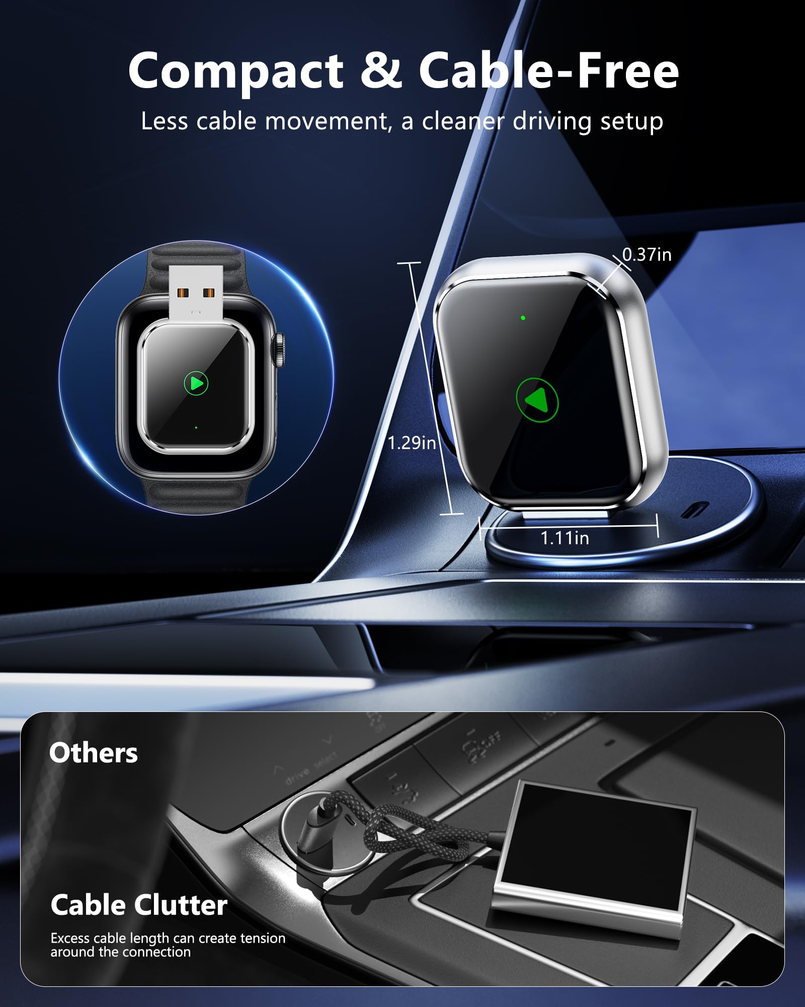 QINOJA CarPlay Wireless for Apple iPhone - Car Stereo Multimedia Dongle For Wired CarPlay, USB-A & USB-C, Auto Connect, Low Latency 5GHz WiFi, OTA Upgrade — view 4