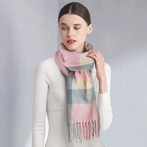 Miniatura 4 de Loritta Bufanda para mujer, chales largos a cuadros, para invierno, cálida, bufandas grandes, regalos