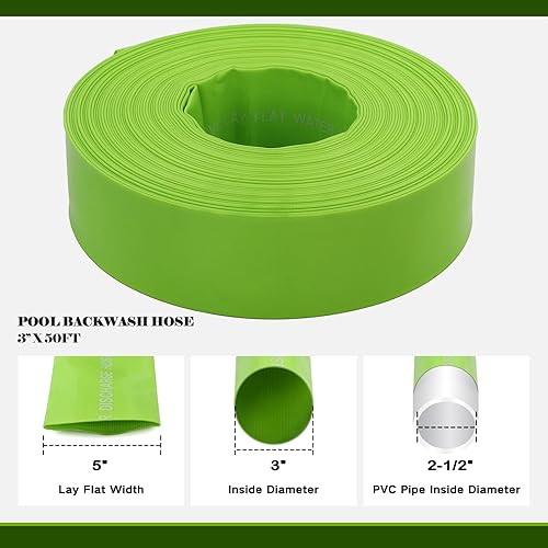 Miniatura 84 de Eastrans Manguera de retrolavado de piscina de 2 pulgadas x 25 pies, manguera de descarga plana resistente, resistente a la intemperie y a las Azul