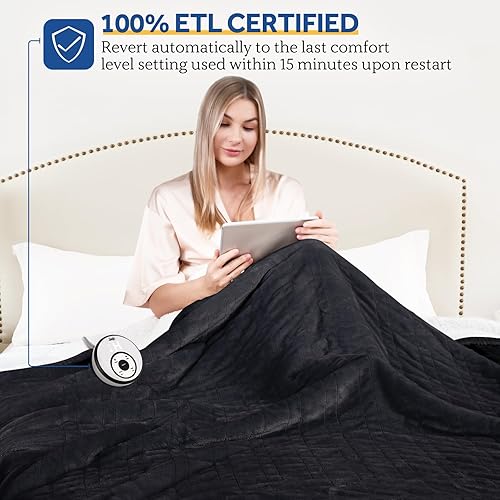 Miniatura 5 de Sealy Manta térmica eléctrica, manta de calentamiento rápido, franela Sherpa de tamaño matrimonial, lavable a máquina, calentador de apagado
