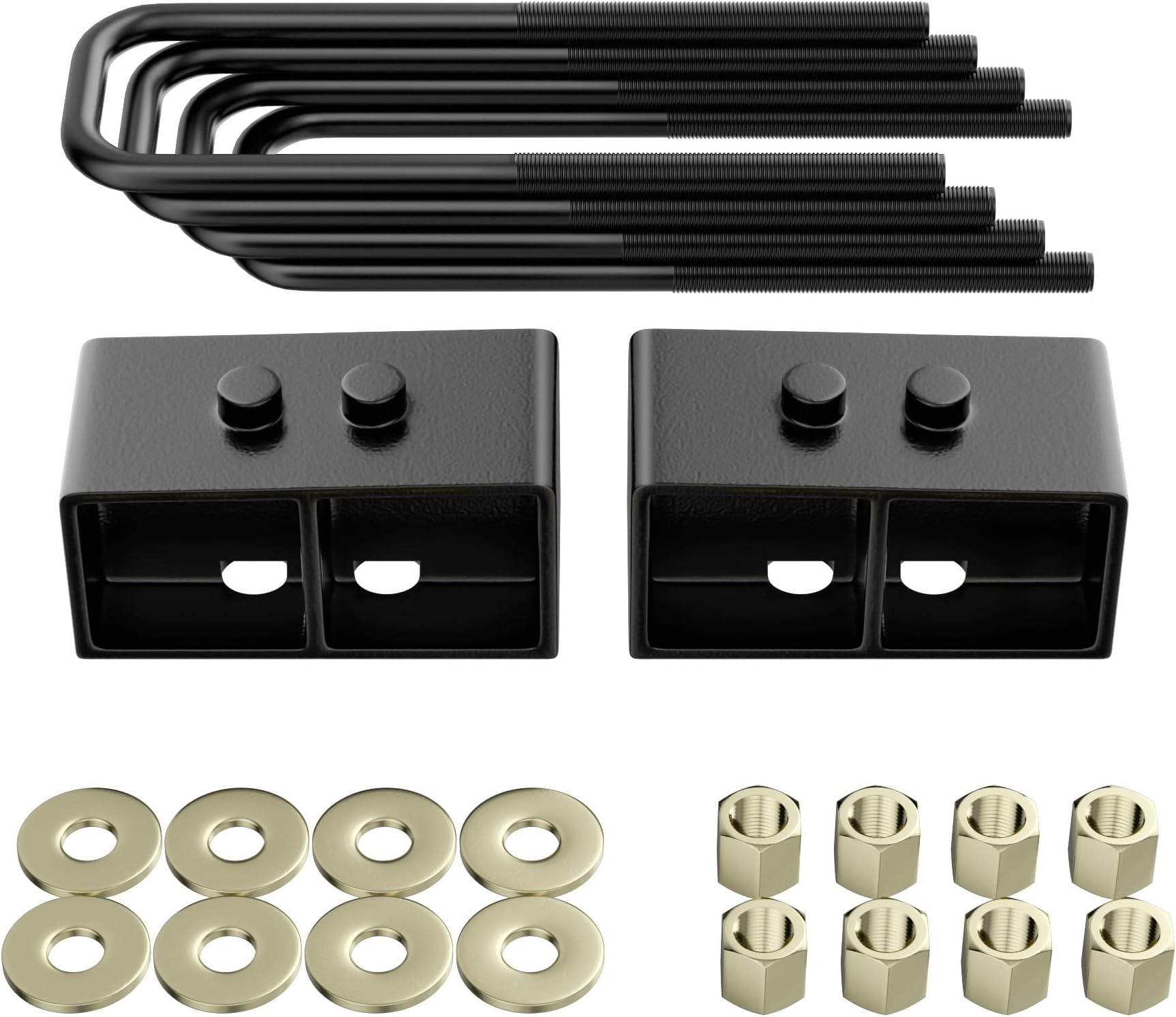 Richeer 3 Inch Lift Block Compatible With 2004-2020 F150 2WD and 4WD, 3'' Rear Leveling Lift Kits with Extra Long Extended Square U-Bolts Forged Rear Strut Spacers Raise Your Pickup By 3"
