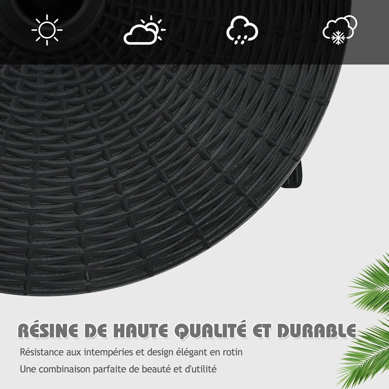 GOPLUS Pied de Parasol avec roulettes Flexibles en Résine, Support de Parasol Mobile Extérieur, Convient pour Poteaux de Parasol de Φ 38/48 MM,pour Jardin, Terrasse, Plage