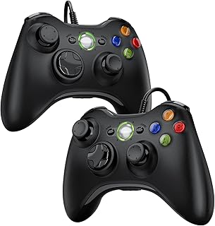 2 Pack Manette pour Xbox 360, 2 Pack Manette PC, Joystick Manette pour Xbox 360/ Slim/PC Windows 7/8/10/11/XP, Gamepad Filaire avec ouble Vibration/Design Ergonomique/Six Axes