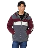 Men's USPA Tri Color-Block 2 Stripe Sherpa Hoodie Dark Heather Grey X-Large