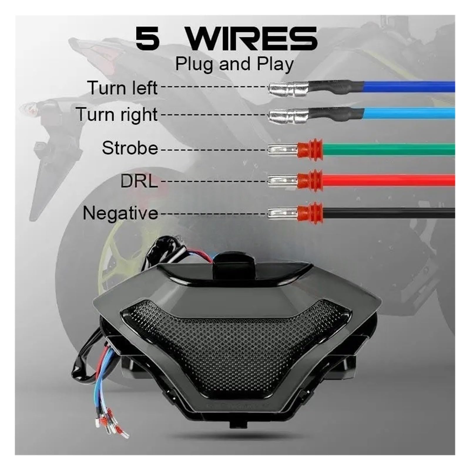 Fanale Posteriore a LED stroboscopico per Moto 12V con indicatori di direzione Lampeggianti, Luce Freno e luci diurne per Yamaha R3 R25 MT07 FZ07 (Luce di Stop).
