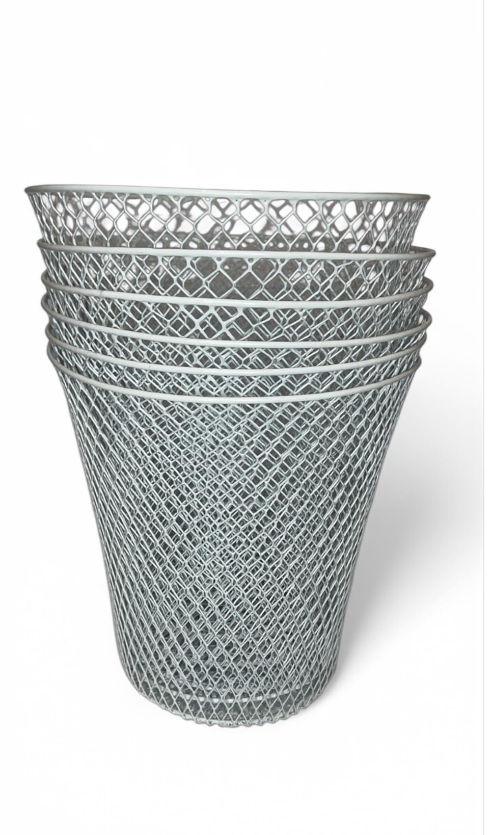 Essentials Wire Mesh Waste Basket (6, White)