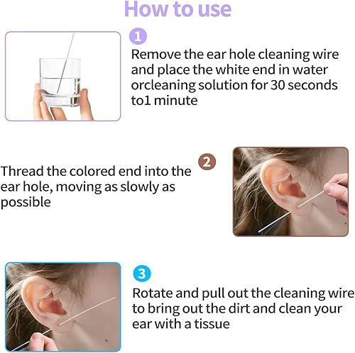 Miniatura 2 de TIESOME Kit de cuidado de oído para el agujero de la oreja, 180 piezas desechables para aretes, limpiador de agujeros, línea de limpieza,