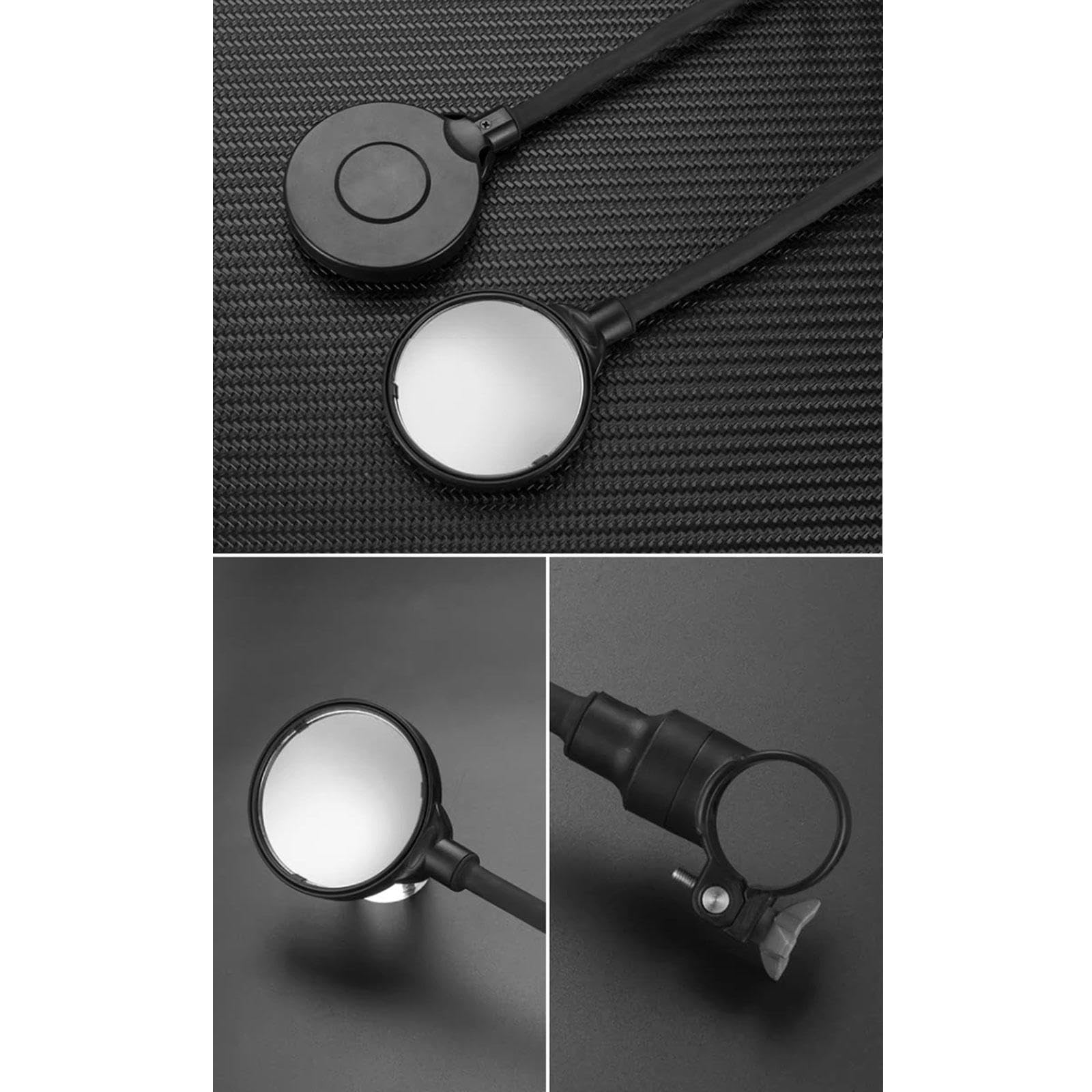 Support de Guidon de Rétroviseur de Vélo Rotatif à 360 ° Miroir de Vélo Sûr pour Vélo de Route de Montagne, Moto électrique,Black Acrylic Convex-1Piece