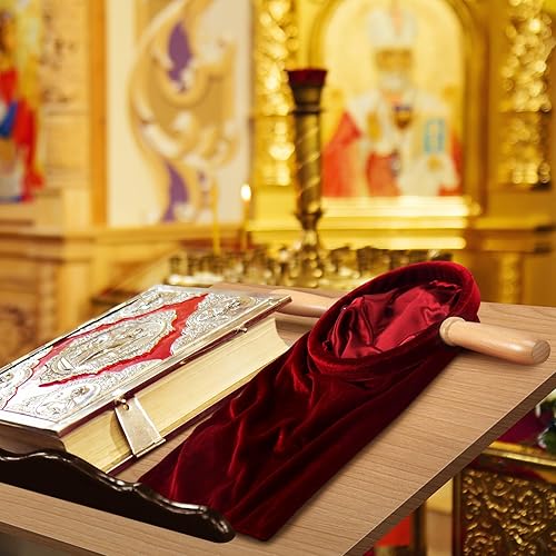 Miniatura 6 de Tioncy Juego de 2 bolsas para ofrendas de diezmos de iglesia con asas de madera, bolsa de colección de iglesia con asas para iglesias suministros de