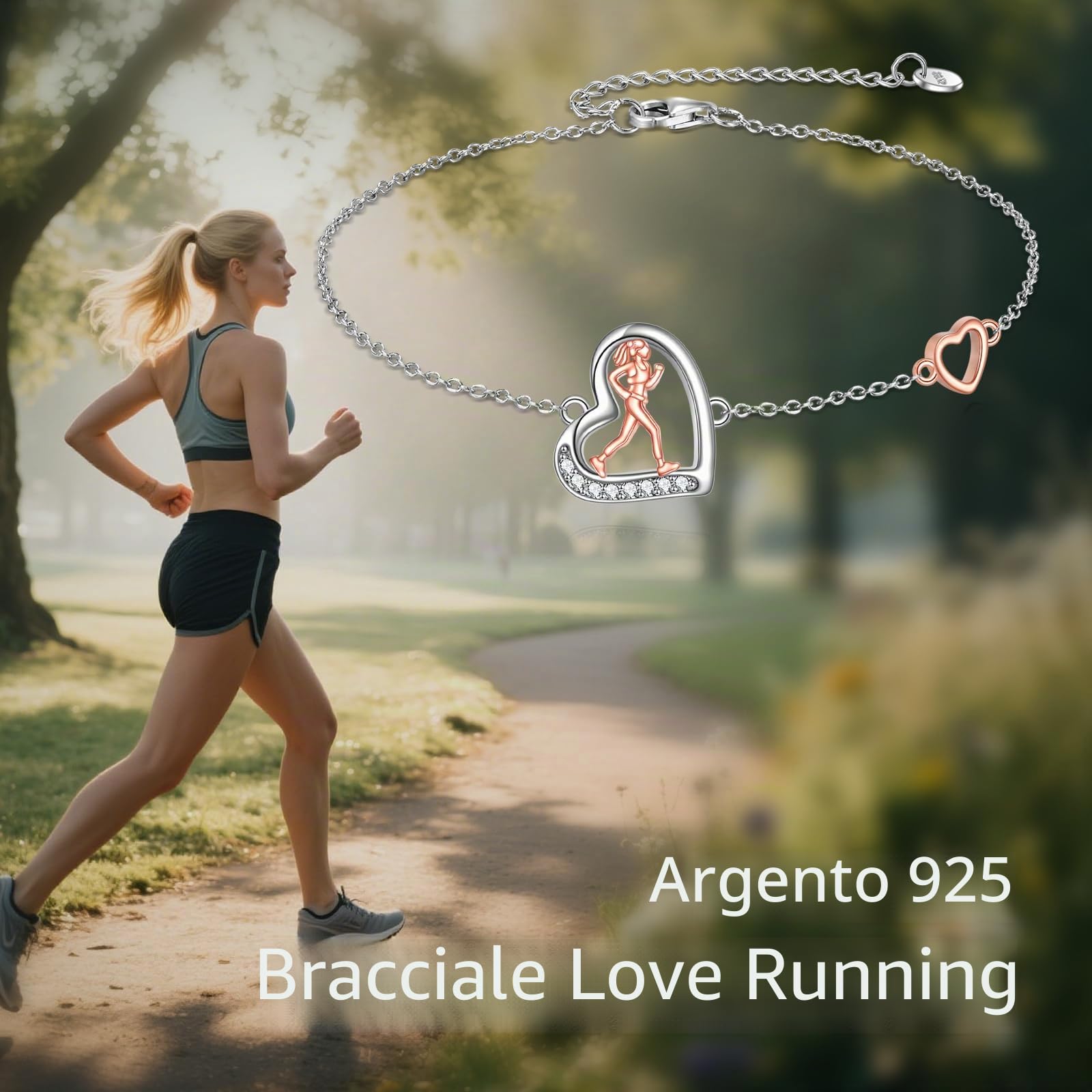 YFN Bracciale Sportivo 925 Argento Sterling Bracciale Sportivo Hobby Cuore Gioielli Regalo per Atleti Signore