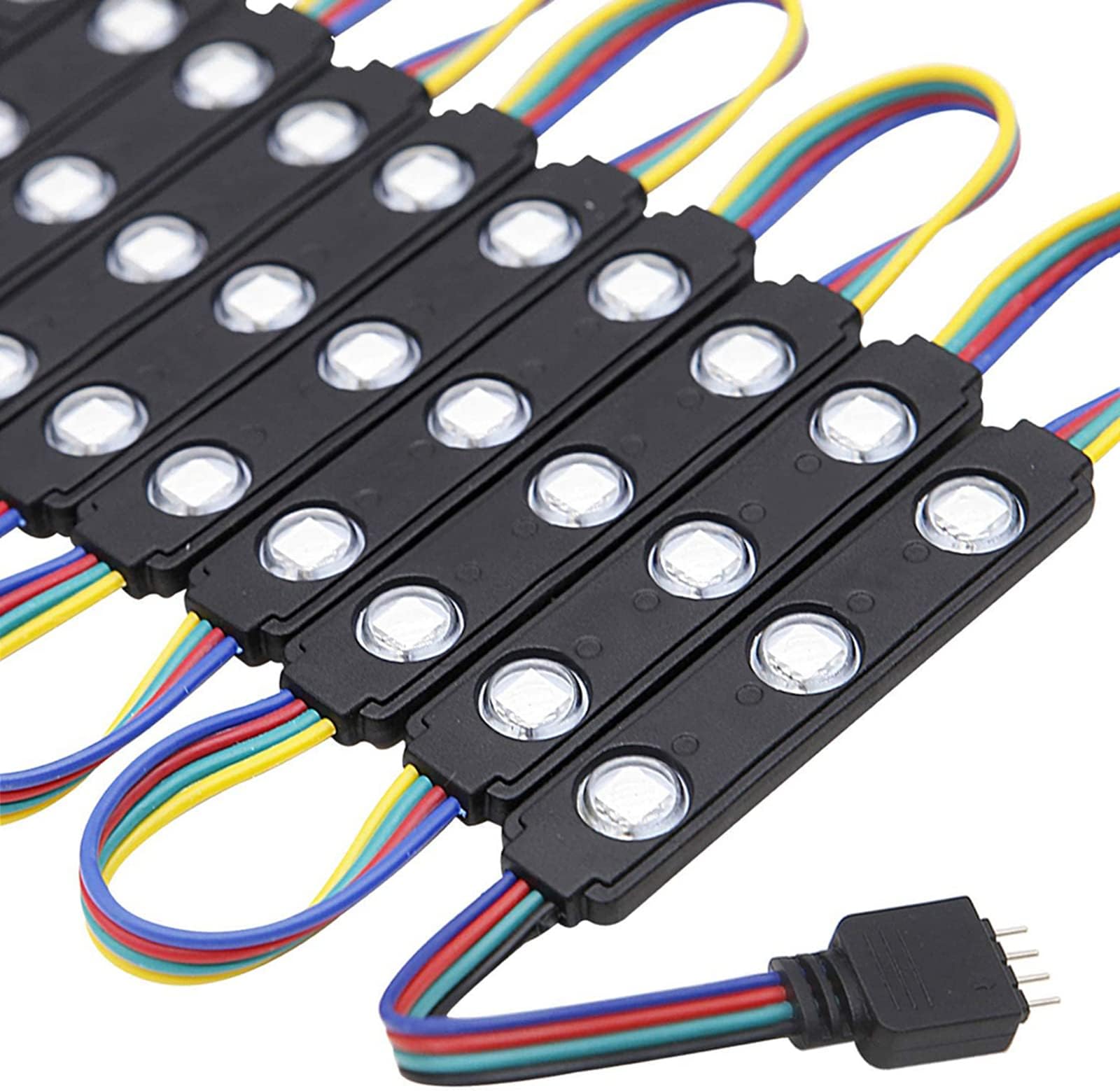 Module 100FT LED Strip Lights, Waterproof RGB 5050 Color Changing Kit with 44 Key IR Remote and 12V Power Supply, Smart Memory Function for Bedroom, Party, Storefront Advertising Signs Decoration